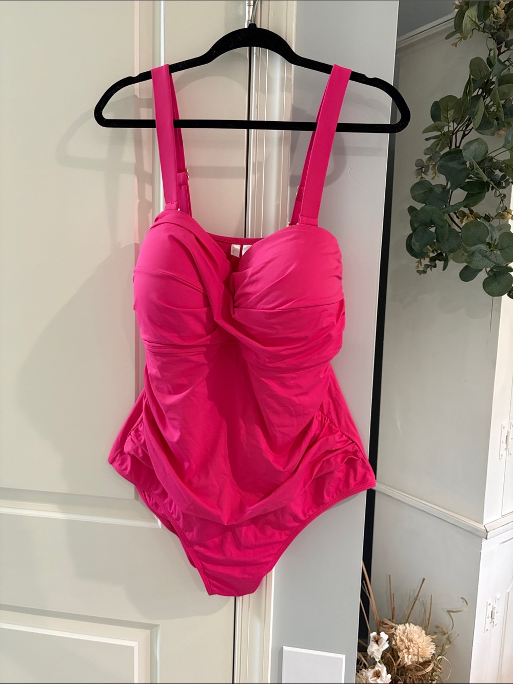 Anne Cole Hot Pink Ruched One-Piece Swimsuit